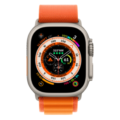 Apple Watch Ultra 49mm Titanium Case With Orange Alpine Loop (2)