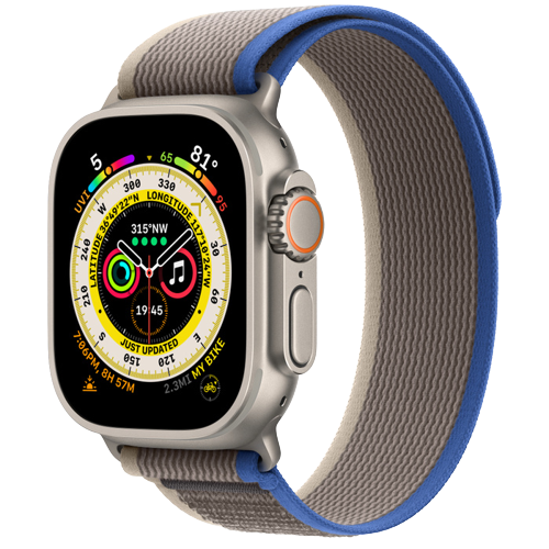 Apple Watch Ultra Titanium 49mm Case With Blue-Gray Trail Loop-2