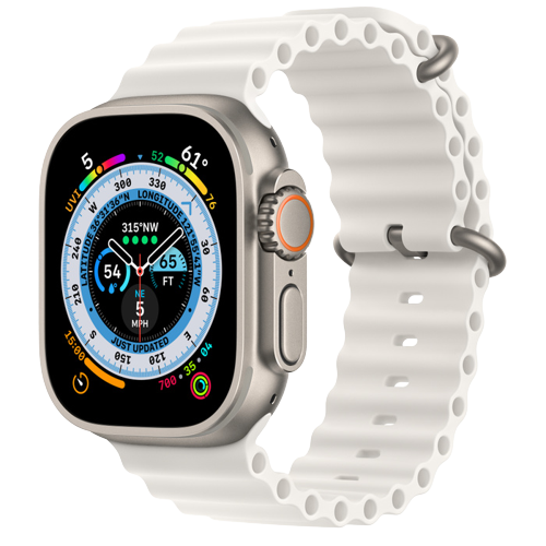 Apple Watch Ultra Titanium 49mm Case With White Ocean Band-2
